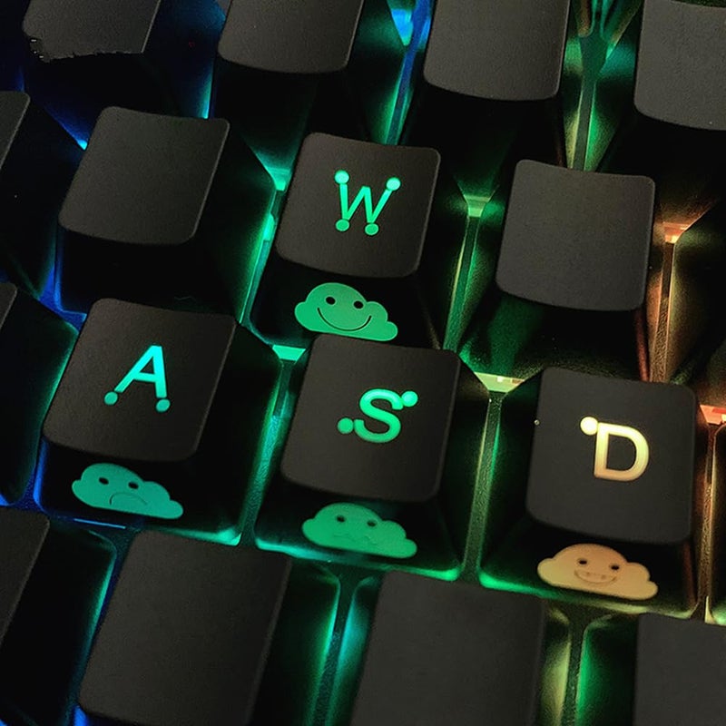 TS Keycap Replacement WASD Arrow Keycaps UV Coating Backlit Double Shot Cute Keycap OEM Profile for All MX Gaming Mechanical Keyboard (4 Keys Arrow) - Image 1